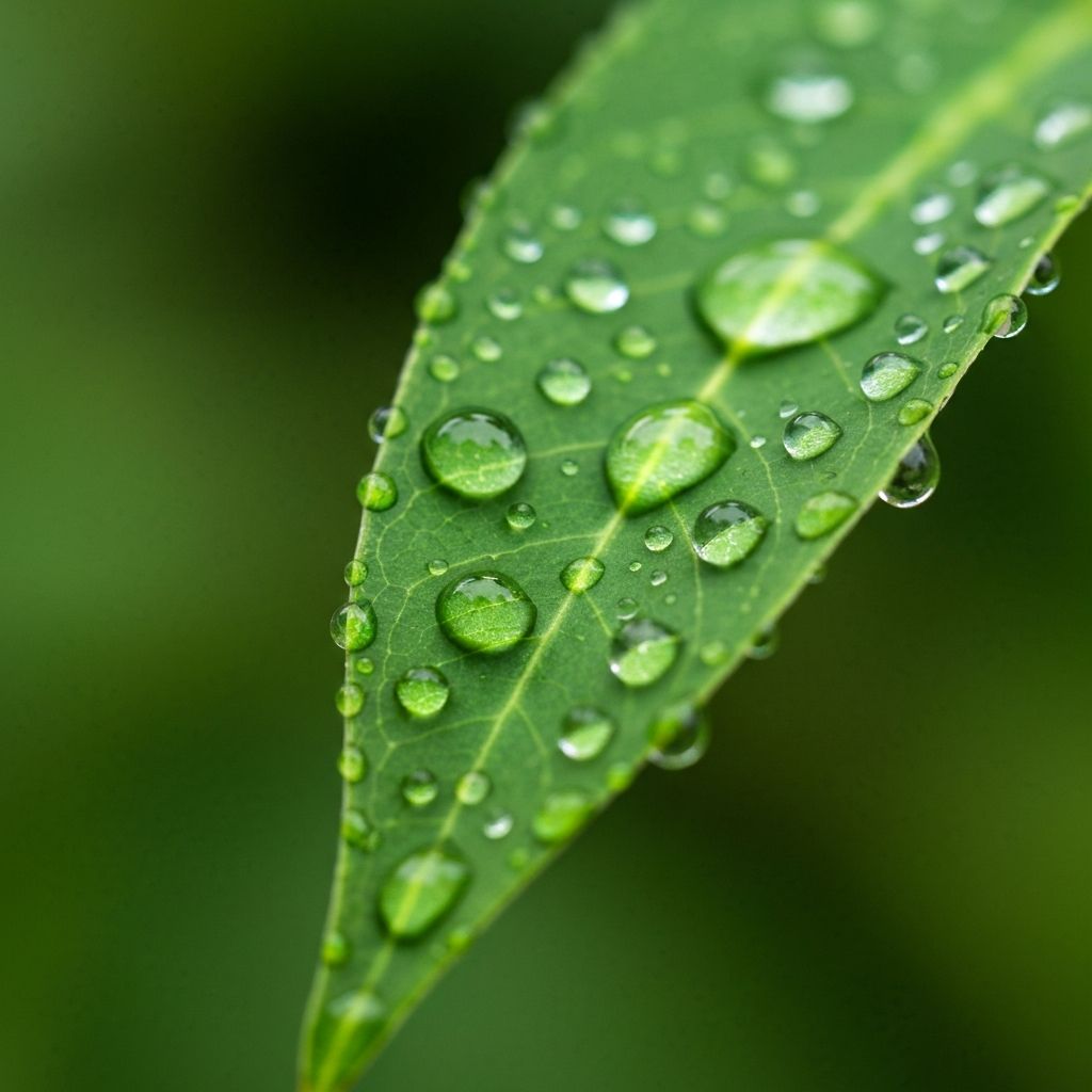 Makrofotografie eines Blattes mit Wassertropfen
